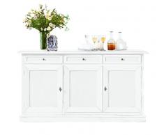 Zenzero Shop Credenza In Legno Bianco Opaco, Arte Povera - Cm 156x85