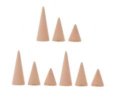 Cabilock 9 Pcs Espositore Ad Anello Espositore In Legno Rack Di Stoccaggio In Legno Porta Cono Vetrina Decorazione Della Tavola Esposizione Di Gioielli Cono Display A Cono In Legno