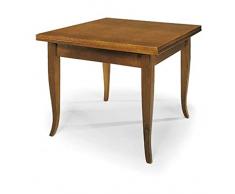 Mar.c.a. Design - Tavolo Allungabile fino a 160 cm | Gambe a Sciabola, Legno di Pioppo Noce Scuro, Apertura a Libro - Tavolo Arte Povera Made in Italy, Mis. 80x80 chiuso e 160x80 aperto