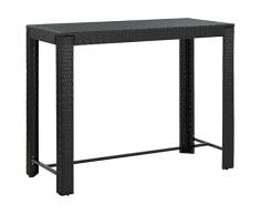 lvssiao Tavolo da giardino esterno, tavolo da pranzo tavolo alto da giardino rattan sintetico nero 140,5 x 60,5 x 110,5 cm per sala da pranzo allaperto in patio terrazza veranda