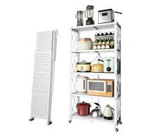 HZH Scaffale pieghevole da cucina, carrello mobile per microonde, supporto per pentole per interni/esterni, nessun montaggio richiesto (dimensioni: 71 × 39 × 126 cm, colore: bianco) (bianco 71 × 39 ×