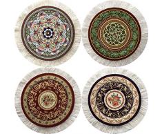 Inusitus - Set di 4 sottobicchieri rotondi, con motivo a tappeti, sottobicchieri colorati in vetro, tavolo e sottobicchieri, multicolore (set 2)