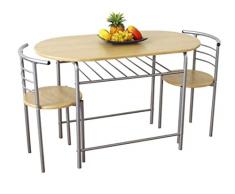 arredoplaza Tavolo e 2 Sedie Bistrot CAPRI salvaspazio balcone Set Mobile da Bar e 2 sedia Dimensioni 115x60x75 cm