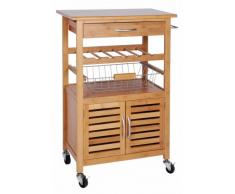 KOOPMAN exklusiver carrello da cucina in bambù – con scaffale per vino, Cesto di frutta e cassetto – Carrello con ruote – Tavolino