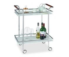 Relaxdays Carrello da Servizio, Carrellino Portavivande con 2 Ripiani, a Vista, Elegante, Acciaio Cromato, Argento, 85 x 66 x 43 cm