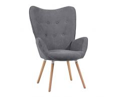 MEUBLE COSY Poltrona Design Moderna Sedia Relax Soggiorno Sedia Lounge Salotto, Grigio, 68x74x106 cm