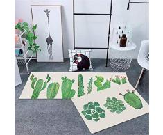 WGOO Carpet Tappeti Cucina Lavabile Antiscivolo Design Tappeto da Cucina,2PCS Cartoon Cactus in Vaso Stampa 6MM Spessore Tappeto da Bagno,40X60+40X120CM