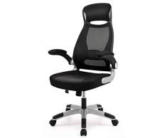Sedia da Ufficio, IntimaTe WM Heart Sedia schienale alto ergonomico Sedie da scrivania Poltrona Girevole, Braccioli Pieghevoli, Sedia del computer Inclinazione Oscillante, Nero (Versione standard)