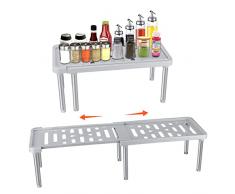 Organizer Portaspezie Spezie da Cucina Organizer Cucina, Porta Spezie Antiscivolo, Espandibile Mensole Portaspezie, Scaffale da Cucina, Organizer da Cucina Credenza Dispensa Bagno Credenza Frigorifero