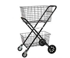 QXTT Carrello di Servizio Pieghevole della Lavanderia della Drogheria del Carrello Rampicante della Scala del Carrello con La Struttura dellAcciaio Inossidabile dei Cuscinetti di Ruota