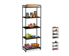Relaxdays Scaffale in Metallo, con Ripiani, Dispensa per Cucina & Ripostiglio, Universale, HLP 161x58x34, Nero, Acciaio, 1 Pz