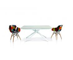 Fashion Commerce Tavolo FC950, Vetro Bianco, Gambe Intrecciate