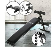 Panca per Addominali - Pieghevole con Supporti, Altezza Regolabile (48-60cm), Nero - Panca Reclinabile, da Palestra Fitness