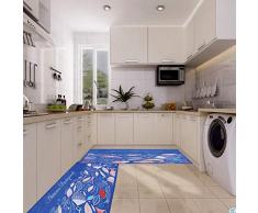 Healifty 2 Pezzi Tappetino da Bagno Tappetino da Cucina Morbido Antiscivolo Tappetino da Terra Pesce Stampato tappeti tappeti da Bagno Pad dekorativ per Cucina Soggiorno casa 40x60 cm 40x120 cm (Blu)