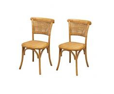 Biscottini 2 Sedie cucina legno 88x45x50cm | Sedia Thonet | Sedie sala da pranzo legno | Sedia cucina seduta Rattan