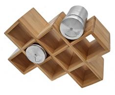 Spetebo Portaspezie in bambù, rettangolare, 24x16 cm, portaspezie in legno, per 10 spargitori, organizer per spezie, supporto a cubo