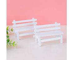 Vosarea 2pcs Miniatura Dollhouse Paesaggio Ornamento Mini Panca in Legno DIY Craft casa Giardino décor Accessori Photo Booth Props