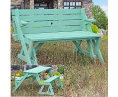 ARHAMS Panca da Giardino Pieghevole, Panchina da Esterno, Panche da Giardino in Legno, Panca da Giardino in Legno Massello, Set Tavolo E Sedia, Panchine da Giardino for Esterno (Color : Green)