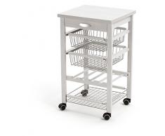 Arredamenti Italia Carrello Cucina ARTURO, Legno - 3 Cestelli - Cassetto - Finitura Bianco Ar-It il cuore del legno