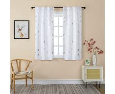 GIRASOLE HOME® Coppia Tende Semi Oscuranti Morbide Fantasia Stelle Argentate Tenda Morbida per Interni con Tasca e Passanti Nascosti 2 Pannelli (Bianco, 70x145cm)