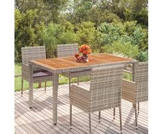 FIRBNUS Tavolo da Giardino Piano in Legno Grigio 150x90x75cm Polyrattan Tavolo Rattan Tavolo Da Esterno Tavolo Terrazzo Esterno Resistente E Robusto Per Giardino Terrazzo Design Resistente AllAcqua