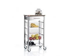 DON HIERRO - Carrello da cucina ONDA, Acciaio Inox e Ciliegio