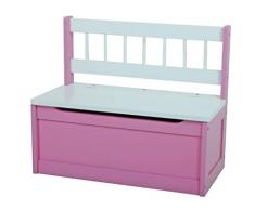 Panca per bambini in legno, bianco/rosa, 60 x 50 x 30 cm, per bambini, in legno