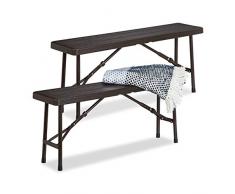 Relaxdays Bierbank Panchina Pieghevole, Set da 2 Panche da Birreria Terrazza & Giardino, Effetto Legno, HLP 42x100x25 cm, Marrone, 1 pz