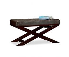 Relaxdays 10021210_93 Panca Senza Braccioli Due Posti, Finta Pelle, Marrone, 76x38x40 cm