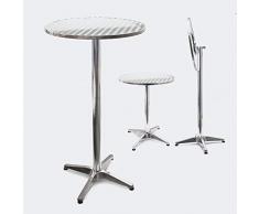 Wiltec Tavolo alto da bar rotondo pieghevole alluminio altezza regolabile 74/114 cm Ø 60 cm