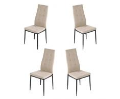 Brigros - Sedie di Tessuto Milano - Set da 4 Sedie Design per Sala da Pranzo, Sedie da Cucina, Ufficio, Sala dAttesa, Camera da Letto (Beige)