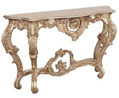 Biscottini Consolle ingresso stile barocco 135x37x80 cm Made in Italy, Tavolino ingresso shabby finitura argento anticato, Tavolino da appoggio