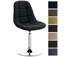 CLP Sedia Lounge Emil In Stoffa I Sedia Sala Da Pranzo Imbottita Base In Metallo Cromato I Sedia Sgabello Moderna Girevole, Colore:nero