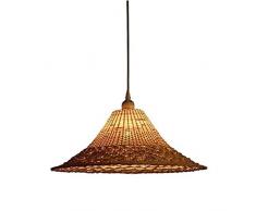 NZDY Natural Bamboo Art Lampshade Lampadario, Creativo Handmade Rattan Lanterna Pendente Lanterna Singola Testa Appeso E27 Teahouse Sala da Pranzo Bar Cafe Lampada da Soffitto