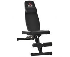 homcom Panca Pesi Pieghevole con Schienale e Seduta Inclinabile, Panca Multifunzione per Palestra e Casa in Acciaio, 145x55x41-114cm