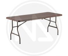 TAVOLO IN METALLO E POLYRATTAN MARRONE 180x75x74H.cm.