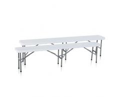 Strattore 2X Panca da Birreria Campeggio Birra Fissa Giardino Sagra Pieghevole Panca Banco Plastica Catering Picnic in Bianco