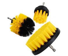 OxoxO - Spazzola Drill Brush - 2" 3" 4" per la pulizia di docce, vasche da bagno, piastrelle, stucco, tappeti, pneumatici, cucina, Orange, 2"+3"+4"