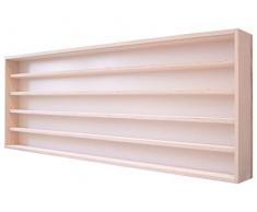 Alsino V150.5 Vetrina espositiva | 150 x 49 x 8,5 cm | in legno di betulla non trattato | 5 ripiani | 2 ante plexiglass scorrevoli | Modellismo | Collezionismo | Scala N e H0