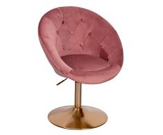 WOHNLING Sedia sedia girevole design velluto rosa/oro | Poltrona club sedia imbottita con schienale | Poltrona girevole Poltrona cocktail Lounge | Poltrona con rivestimento in tessuto