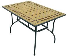 Briconess.com Tavolo in acciaio con piano decorato mosaico da giardino esterno 120x80 cm Stilnovo