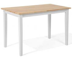 Beliani Tavolo da Pranzo Legno Chiaro e Gambe Legno di Gomma Bianco 68 x 114 cm Georgia