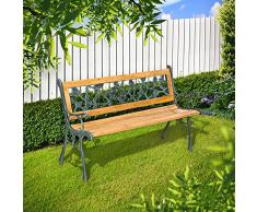 TecTake PANCHINA IN METALLO E LEGNO PANCA DA GIARDINO CON SCHIENALE LAVORATO INTRECCIATO - modelli differenti - (Marina (No. 401424))