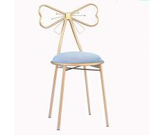 Sedie MEI Sgabello in Ferro battuto Nodo a Farfalla Nordic Retro Dressing Nail Chair Semplice Sedia Trucco Domestico Rosa Scuro (Colore : Gray)