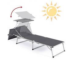 Ultranatura Sdraio in alluminio Nizza con tettuccio - 193 x 67 x 32 cm, Grigio