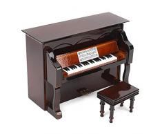 Atyhao Pianoforte in Miniatura con Panca, Mini Piano per casa delle Bambole Nero/Marrone Miniatura in Legno Pianoforte Verticale Mini Strumento Musicale Modello Regalo per Bambini Decorazion(Marrone)