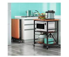 YYQ SHOP 3 Ripiani da Cucina in Acciaio Inossidabile, Carrello di Servizio Richiudibile, con Ruote di Bloccaggio per Cucina, Alberghi, Ristoranti, 60 * 45 * 80cm