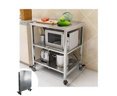 AMSXNOO Scaffalatura a 3 Ripiani, Scaffale da Cucina su Rotelle Carrello Portavivande in Acciaio Inossidabile Pieghevole Carrelli da Portata Salvaspazio (Size : 60X45X80CM)