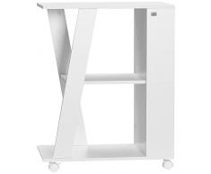 homcom Carrello da Cucina in Legno con 2 Ripiani Aperti, Carrello Portavivande con Ruote Bloccabili, 60x38x77cm, Bianco