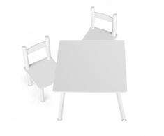 Leomark Tavolo e 2 sedie in Legno, tavolino Set da cameretta per Bambini, Gioco di Gruppo in Classe, mobili per Bambini, Stanza dei Bambini mobili Alta qualità Stabile, Colore Bianco